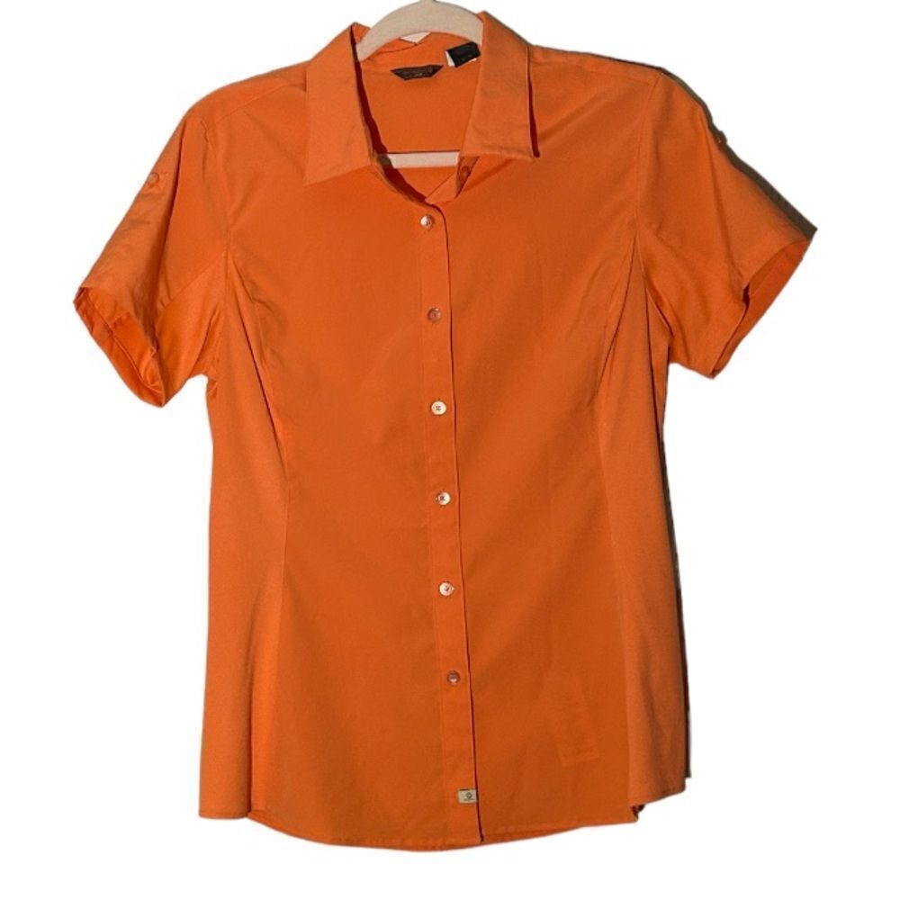 Columbia Orange button front Short Sleeve Top Size Medium